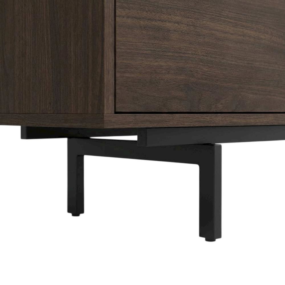 Walnut Finish Modern TV Console with 3 Doors in Engineered Wood