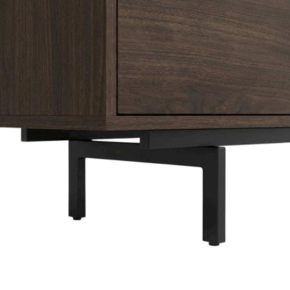 Walnut Finish Modern TV Console with 3 Doors in Engineered Wood