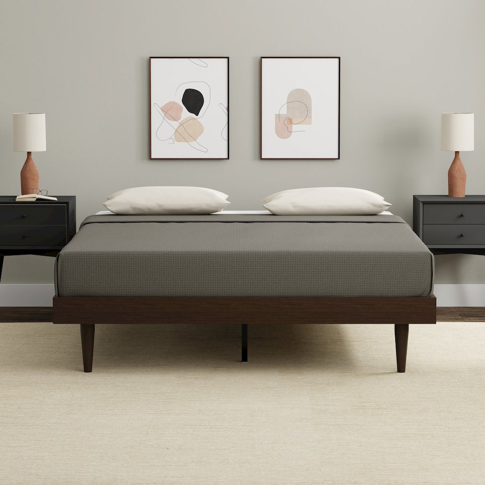 Sachse Queen Solid Wood Platform Bed Frame Walnut