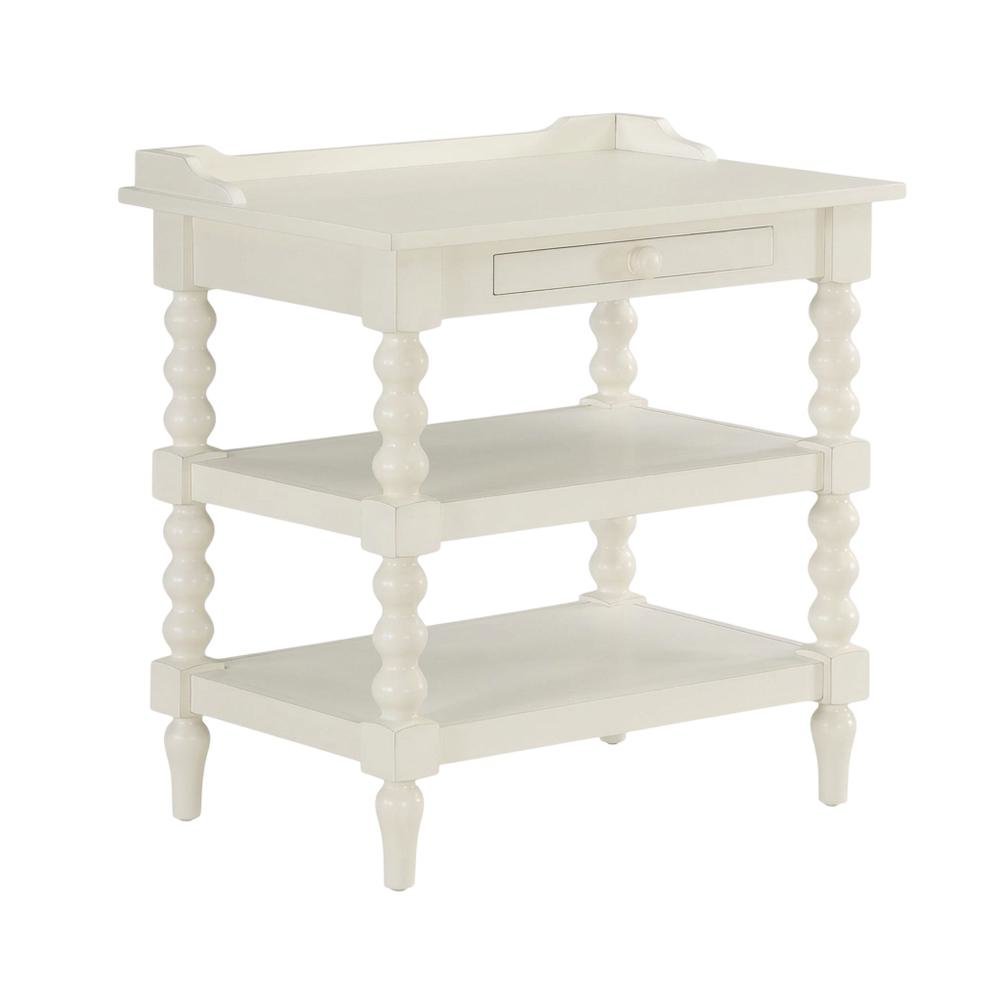 Antique White Nightstand with Hardwood Solids and Oak Veneers