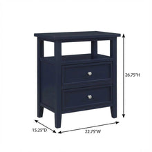 Midnight Blue Nightstand with 2 Drawers and Modern Design