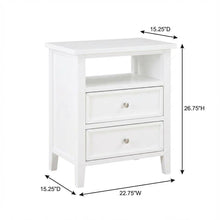 White Bedroom Nightstand with 2 Drawers and Modern Design