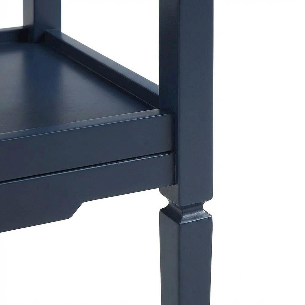 Midnight Blue Nightstand with Gold Hardware and Modern Style