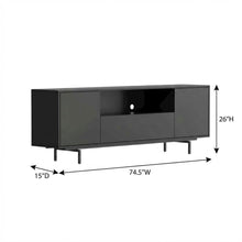 Black Laminate TV Console with 3 Doors and Modern Design