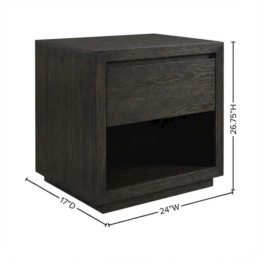 Brown Nightstand with 3 Drawers and Contemporary Design
