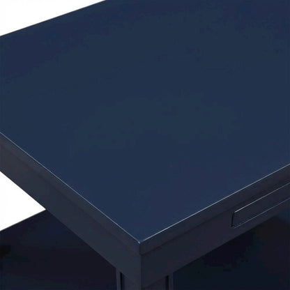 Midnight Blue Storage Nightstand, Spacious Shelf, Durable Poplar Construction