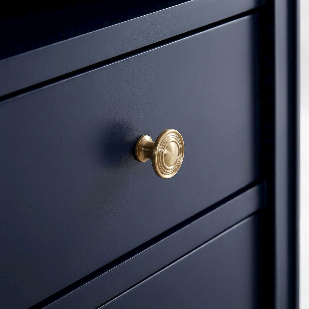 Midnight Blue Storage Nightstand with 2 Drawers and Traditional Style