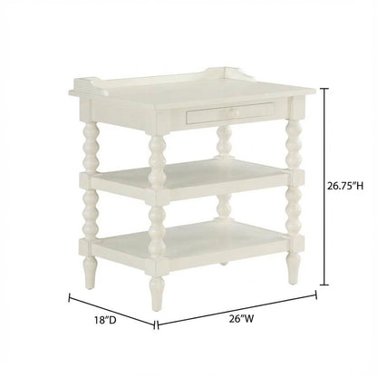 Antique White Nightstand with Hardwood Solids and Oak Veneers