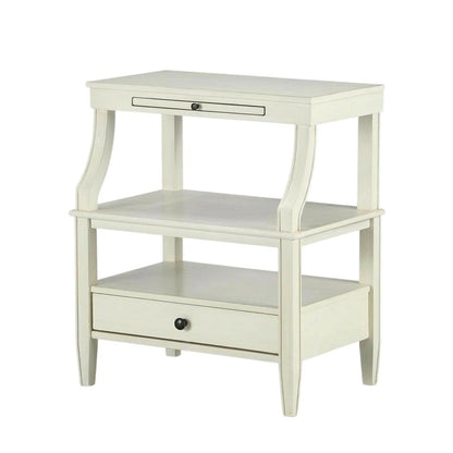 Antique White Storage Nightstand with Spacious Top and Classic Design