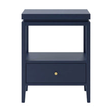 Midnight Blue Nightstand with Gold Hardware, Casual Farmhouse Style