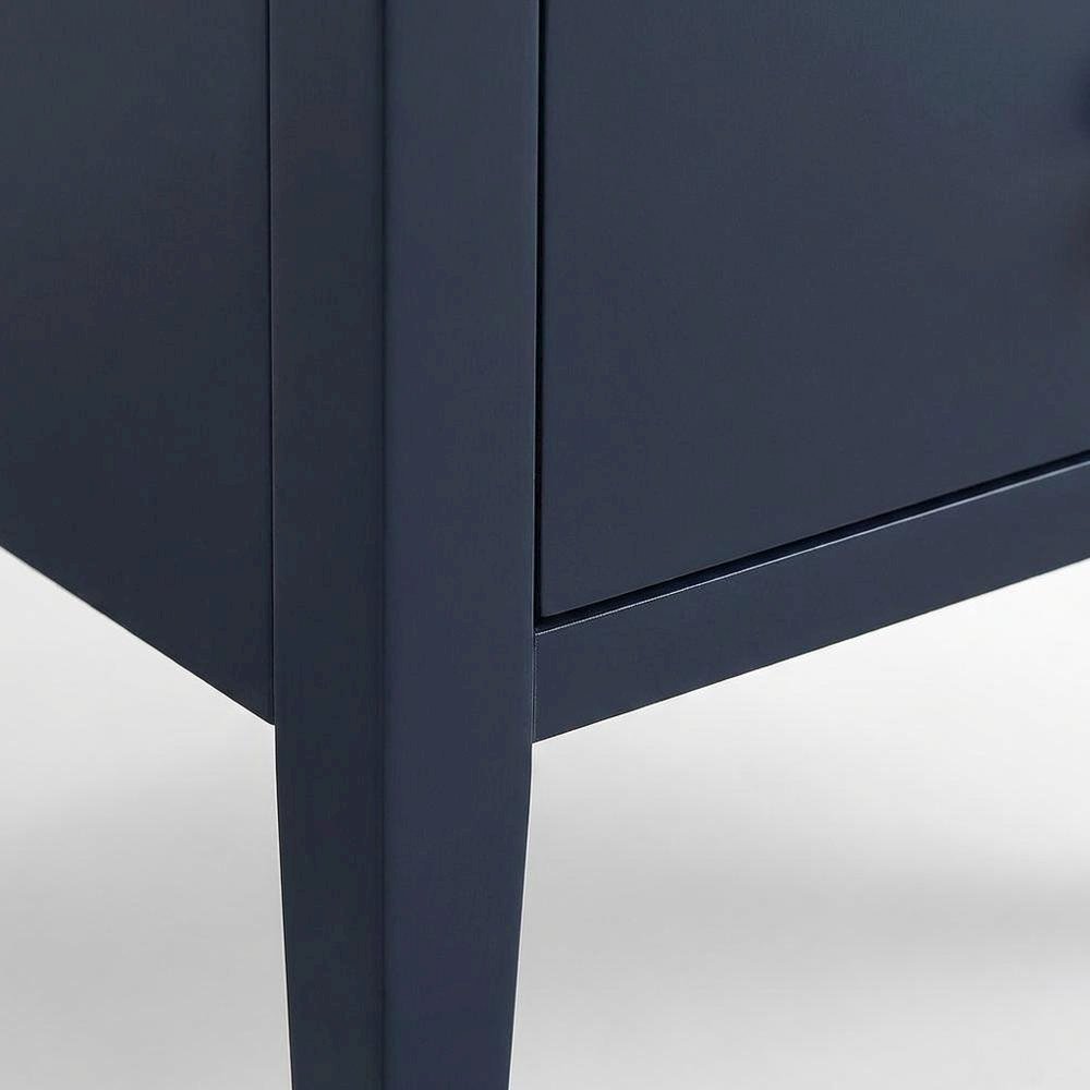 Midnight Blue Nightstand with Gold Hardware, Casual Farmhouse Style
