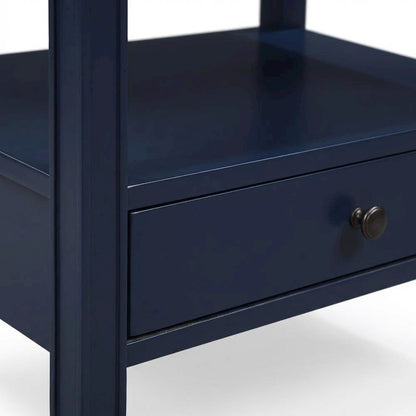 Midnight Blue Storage Nightstand, Spacious Shelf, Durable Poplar Construction