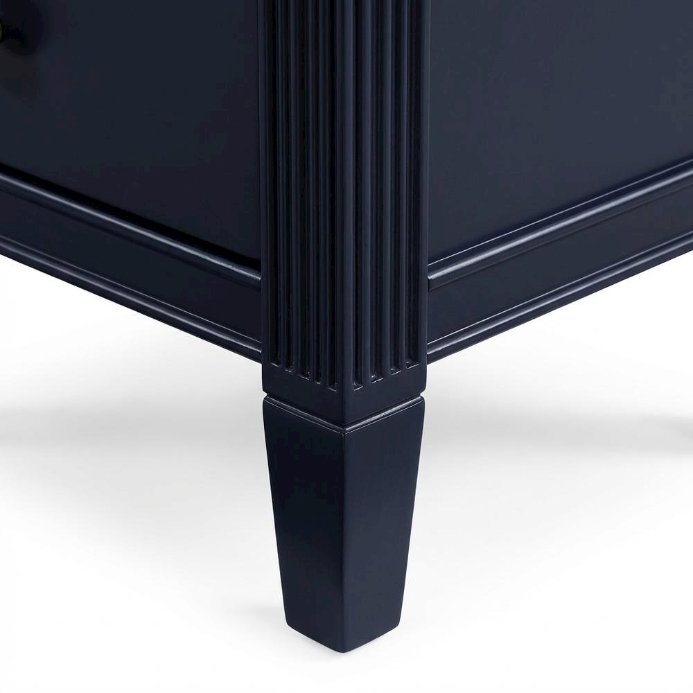 Midnight Blue Storage Nightstand with 2 Drawers and Traditional Style