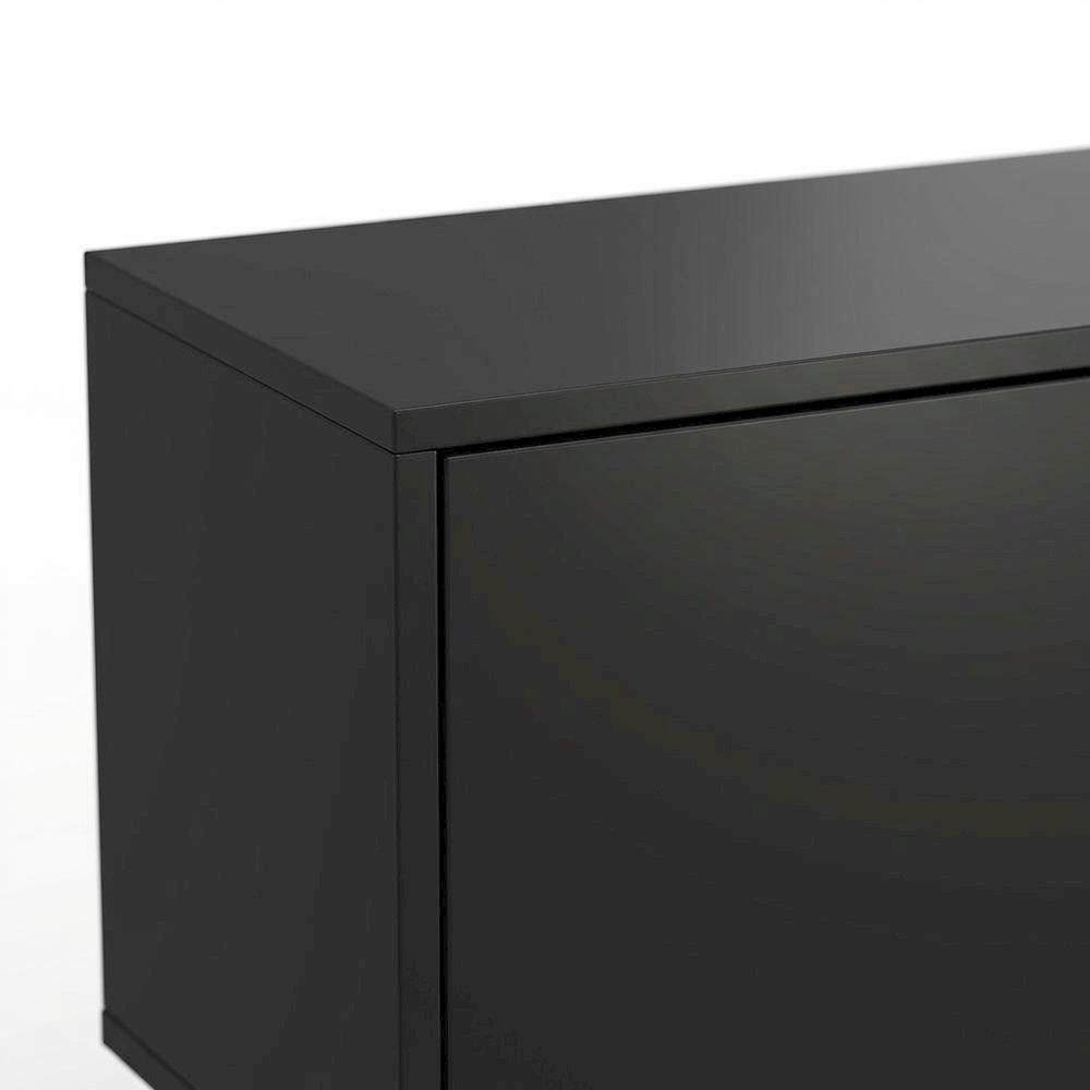Black Laminate TV Console with 3 Doors and Modern Design