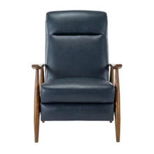 Semi-Leather Push Back Manual Recliner Chair with Wood Arms for Living Room