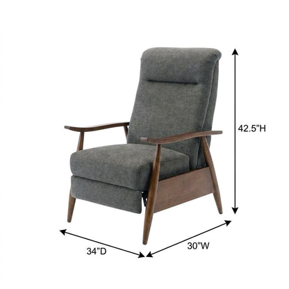 Wood Arm Push Back Recliner Chair with Polyester Upholstery for Living Room