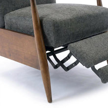Wood Arm Push Back Recliner Chair with Polyester Upholstery for Living Room