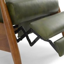 Leather-Gel Wood-Arm Push-Back Recliner Chair for Living Room, Fern Green