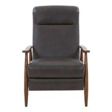 Semi-Leather Recliner Chair with Wood Arms, Push-Back for Living Room