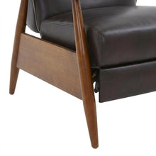 Semi-Leather Recliner Chair with Wood Arms, Push-Back for Living Room
