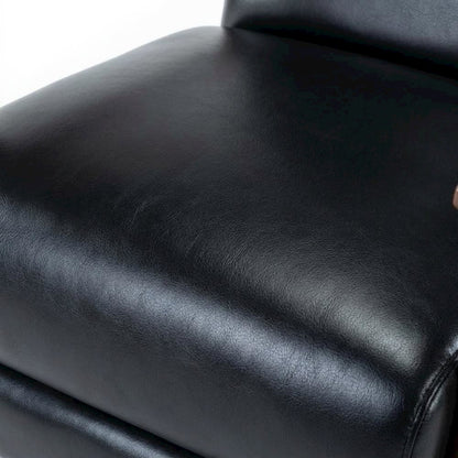 Semi-Leather Push Back Reclining Chair with Wood Arms for Living Room