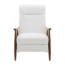 Semi-Leather Push Back Recliner Chair with Wood Arms for Living Room