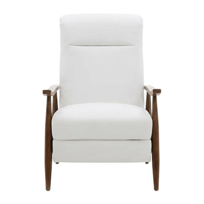 Semi-Leather Push Back Recliner Chair with Wood Arms for Living Room