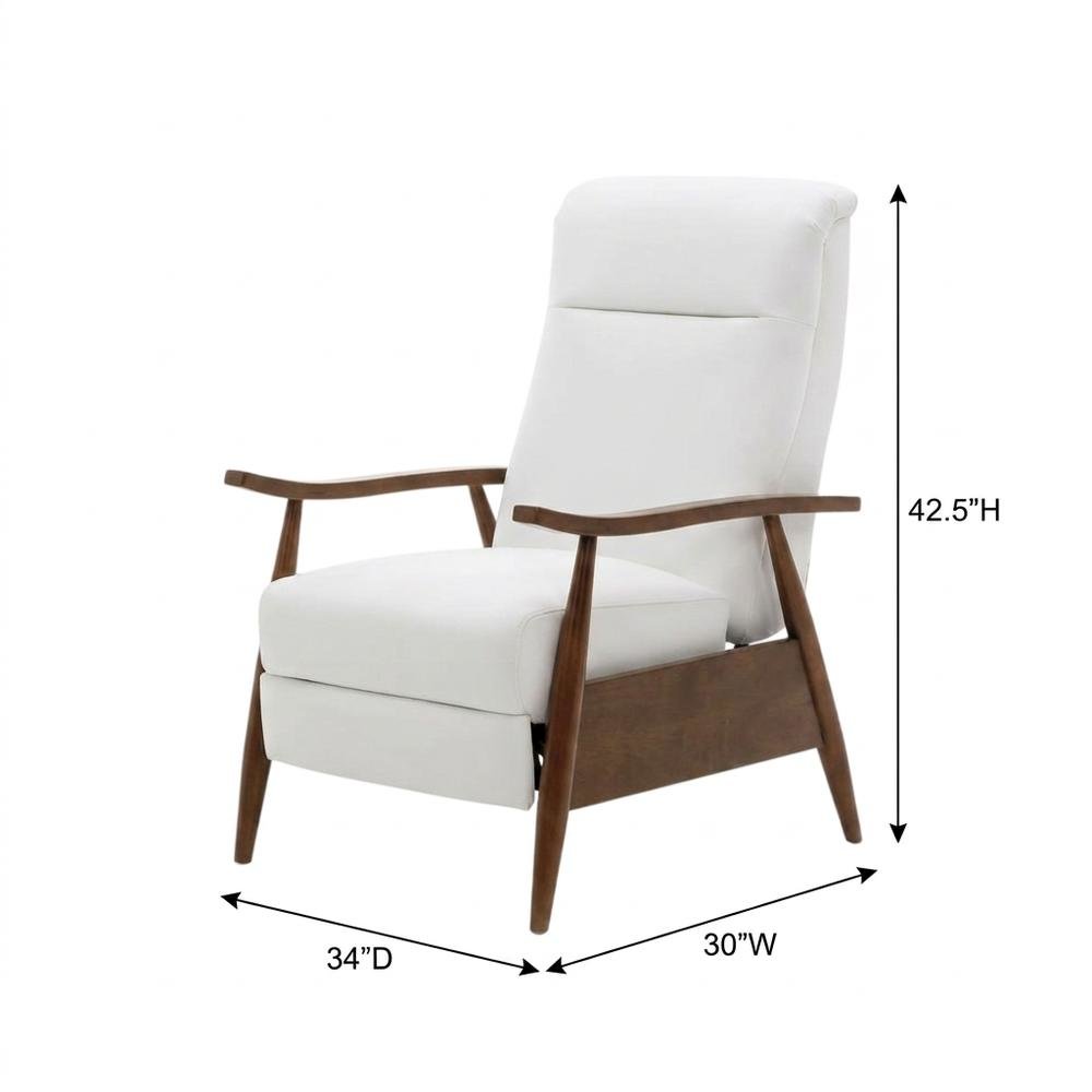 Semi-Leather Push Back Recliner Chair with Wood Arms for Living Room