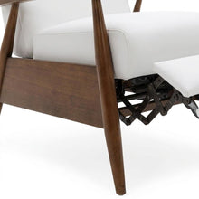 Semi-Leather Push Back Recliner Chair with Wood Arms for Living Room