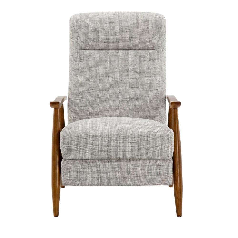 Performance Fabric Push Back Recliner Chair with Wood Arms for Living Room