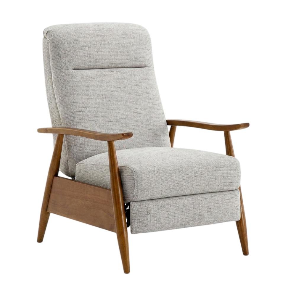 Performance Fabric Push Back Recliner Chair with Wood Arms for Living Room