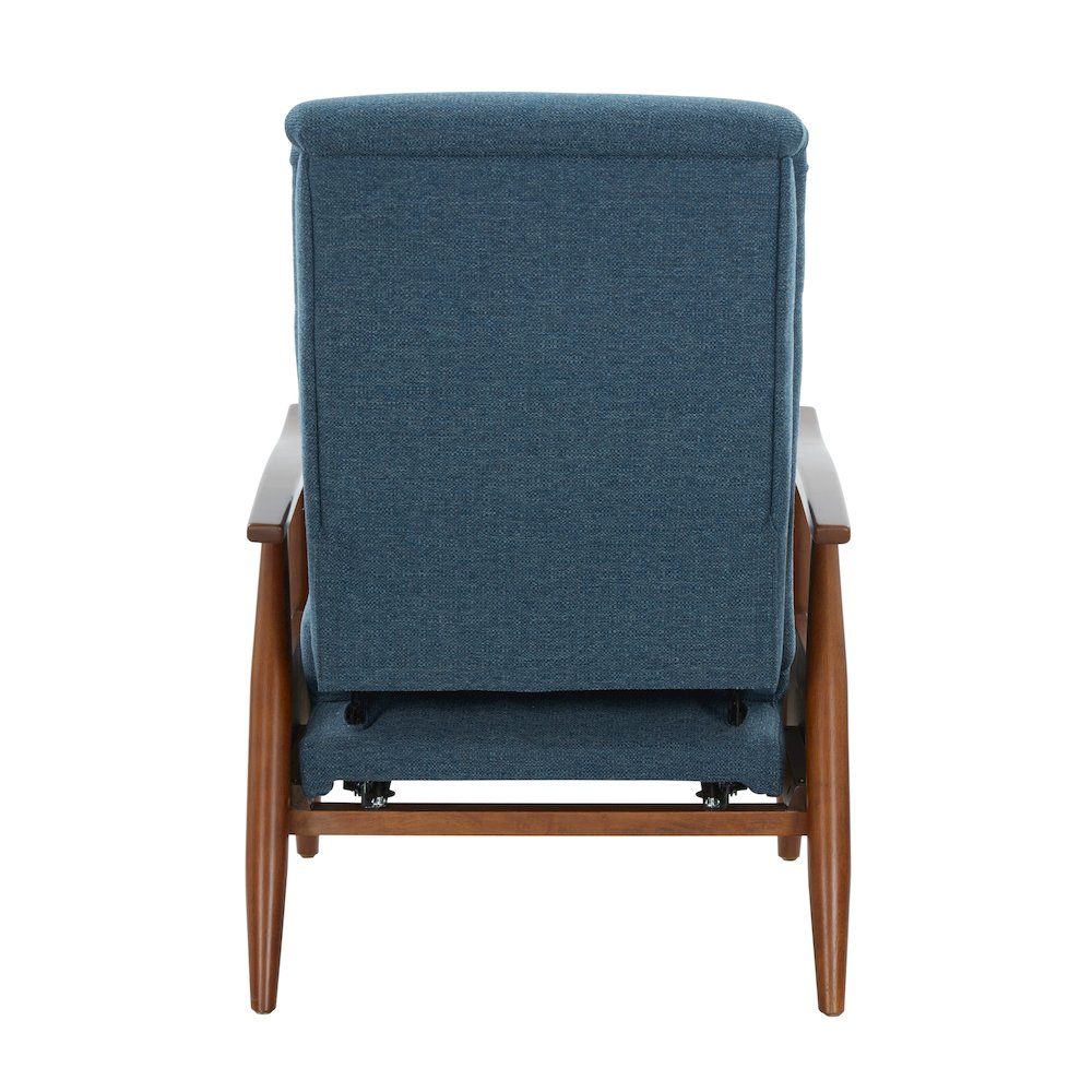Terni Wood Arm Push Back Recliner in Performance Fabric - Denim