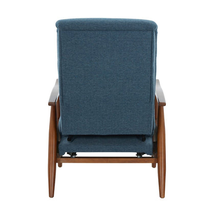 Terni Wood Arm Push Back Recliner in Performance Fabric - Denim