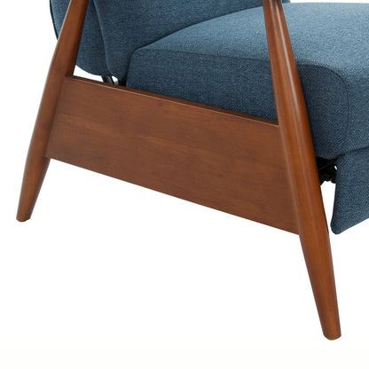 Terni Wood Arm Push Back Recliner in Performance Fabric - Denim