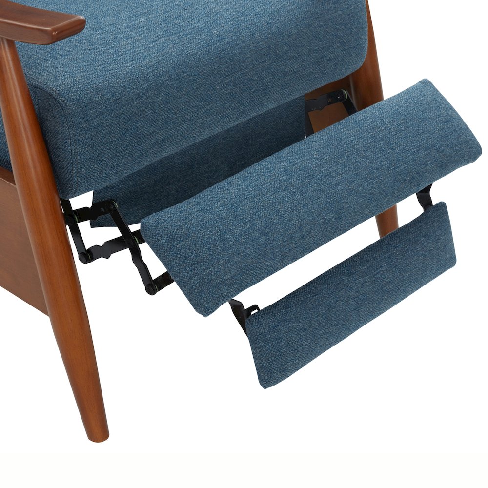 Terni Wood Arm Push Back Recliner in Performance Fabric - Denim