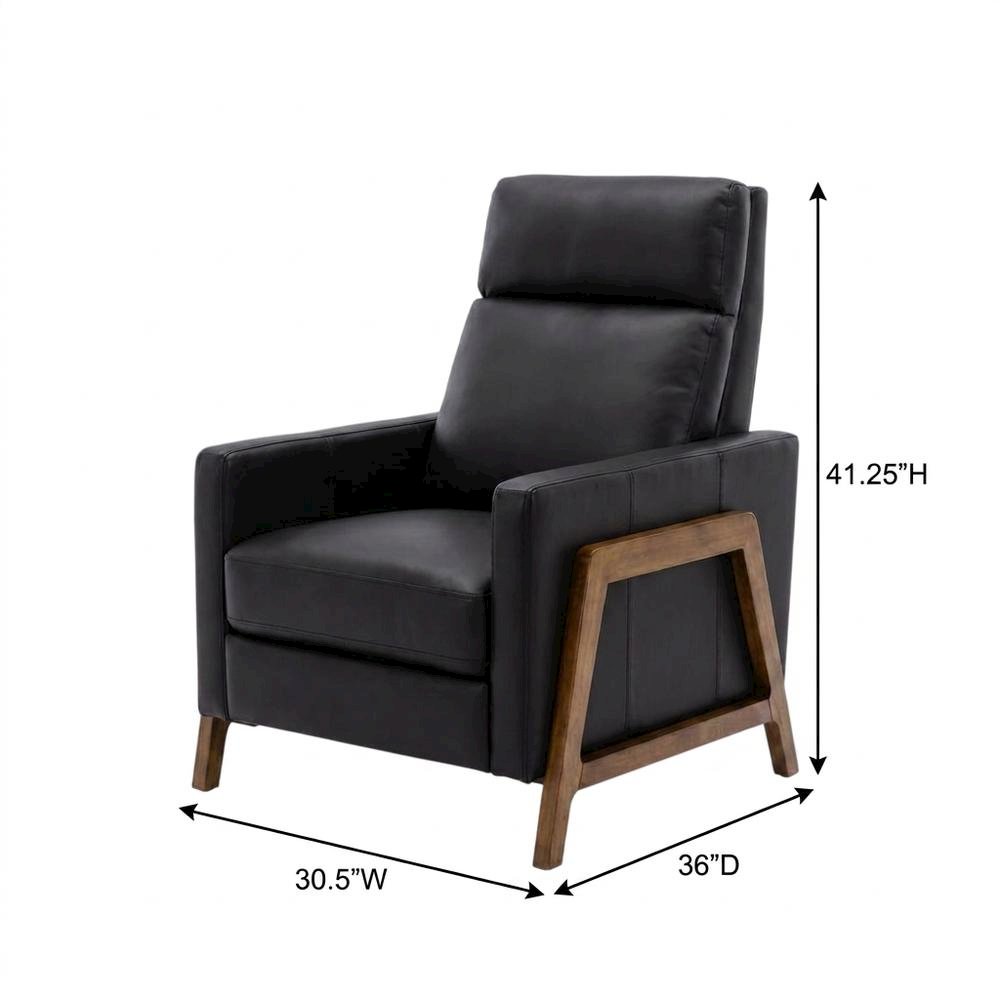 Top Grain Leather Push Back Recliner Chair with Hardwood Frame for Living Room