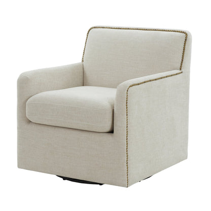 Tolland Swivel Accent Chair with Nailhead Trim - Sand