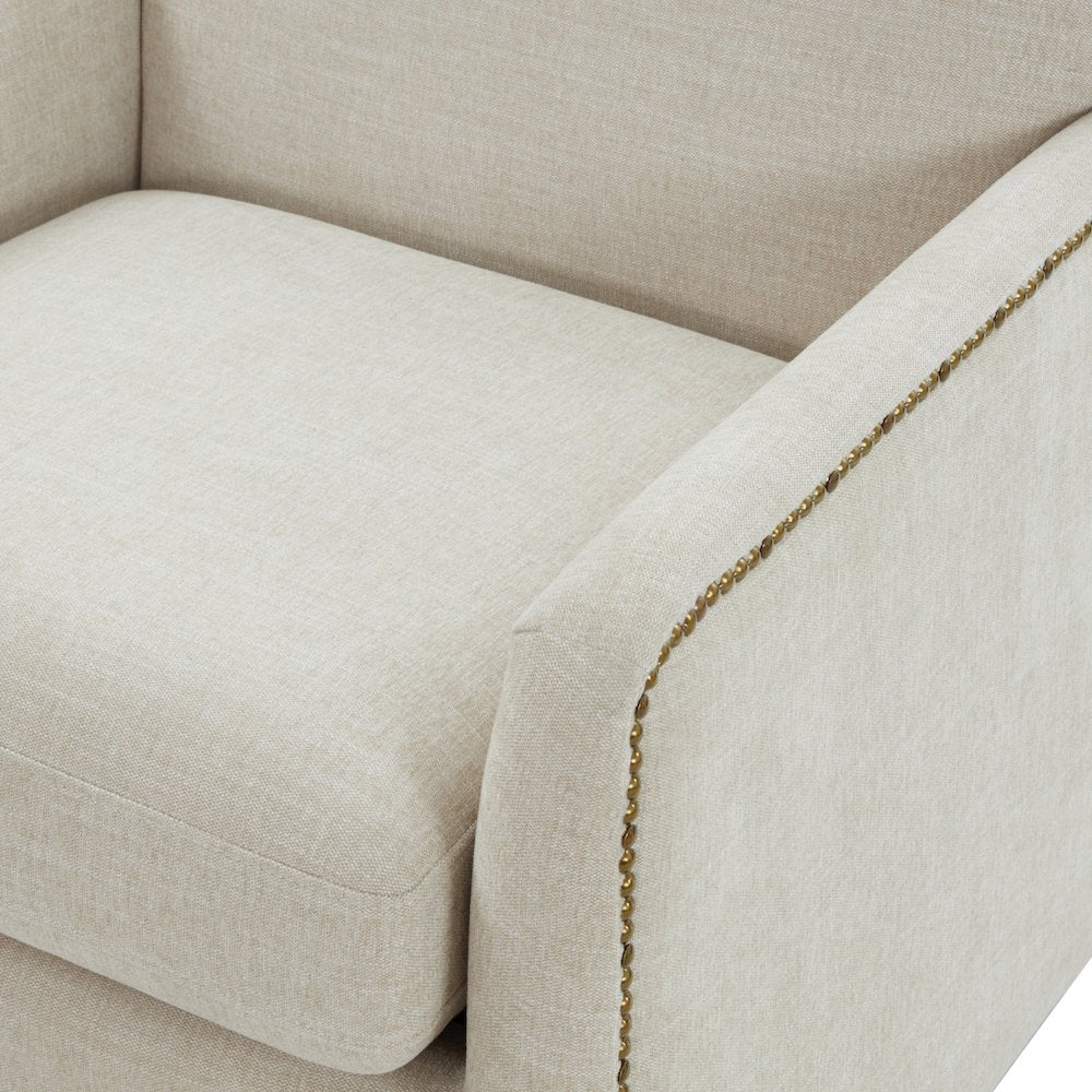 Tolland Swivel Accent Chair with Nailhead Trim - Sand