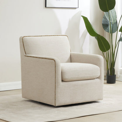 Tolland Swivel Accent Chair with Nailhead Trim - Sand
