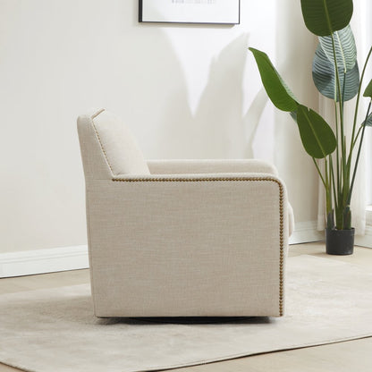 Tolland Swivel Accent Chair with Nailhead Trim - Sand