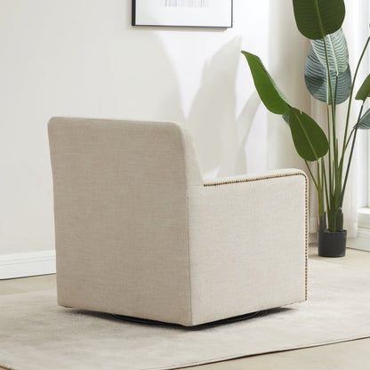 Tolland Swivel Accent Chair with Nailhead Trim - Sand