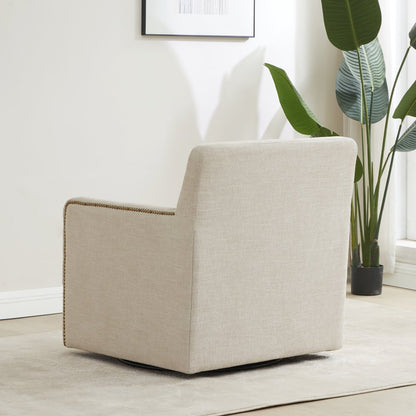 Tolland Swivel Accent Chair with Nailhead Trim - Sand