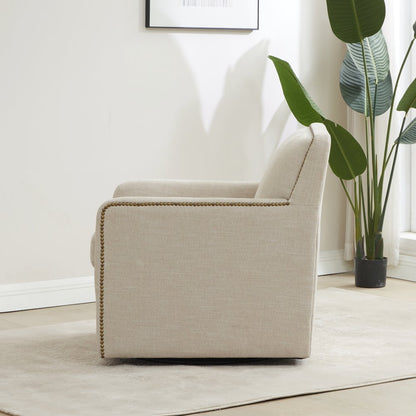 Tolland Swivel Accent Chair with Nailhead Trim - Sand