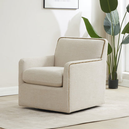 Tolland Swivel Accent Chair with Nailhead Trim - Sand