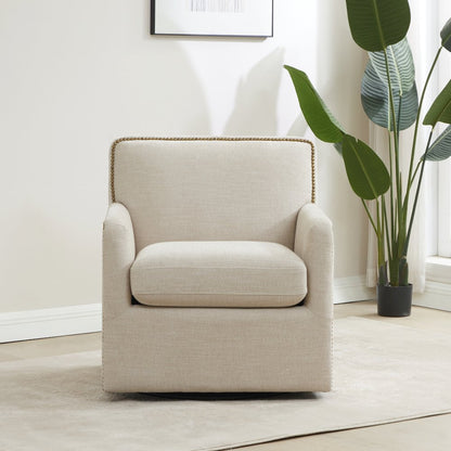 Tolland Swivel Accent Chair with Nailhead Trim - Sand