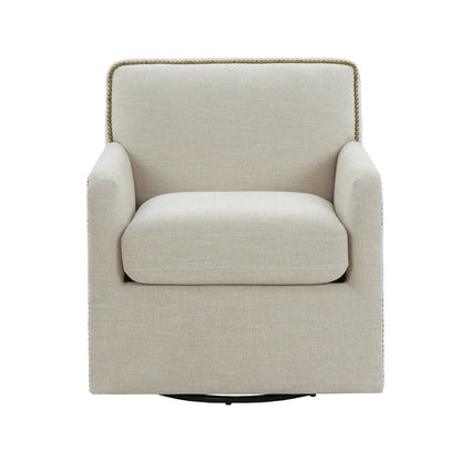 Tolland Swivel Accent Chair with Nailhead Trim - Sand
