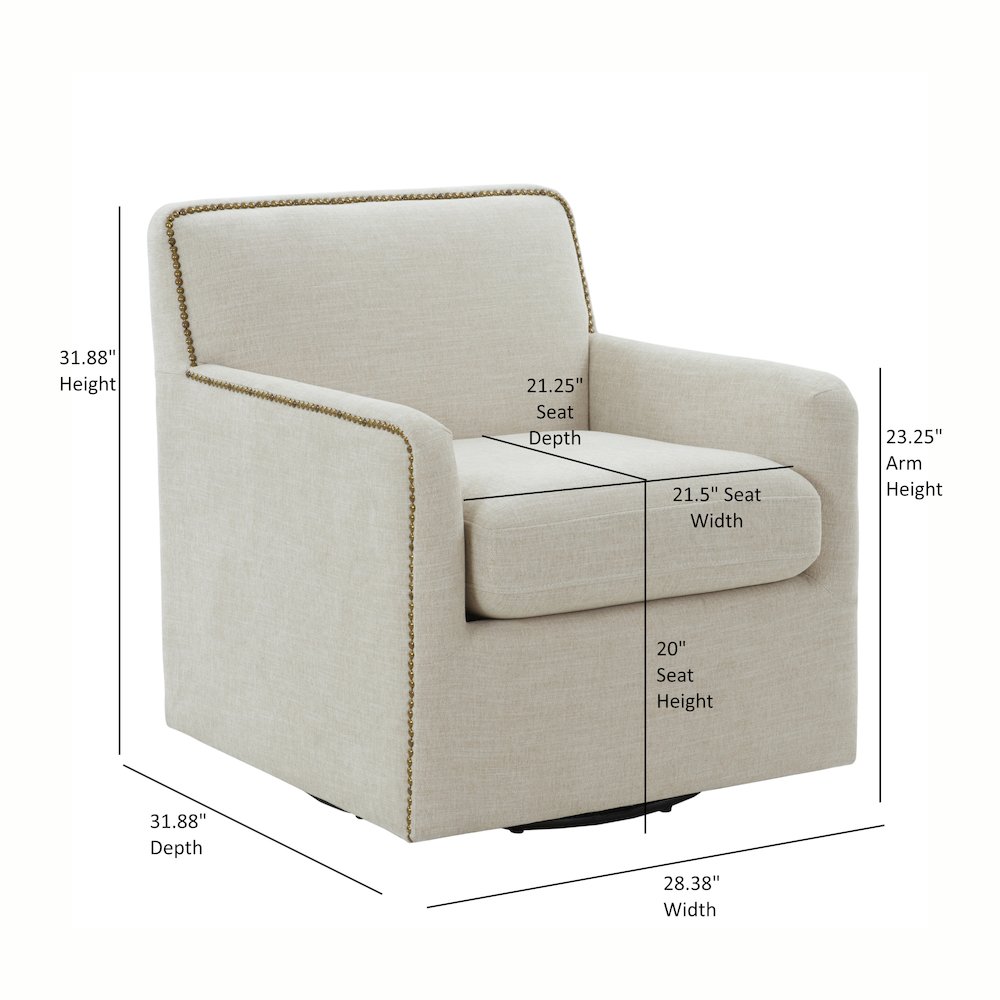 Tolland Swivel Accent Chair with Nailhead Trim - Sand