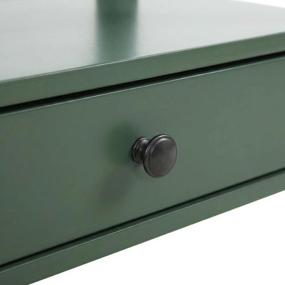 Vintage Green Storage Nightstand with Poplar Solids and Plywood Storage Space