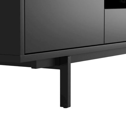 Black Laminate TV Console with 3 Doors and Modern Design