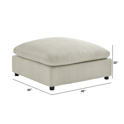 Casella Beige Corduroy Ottoman